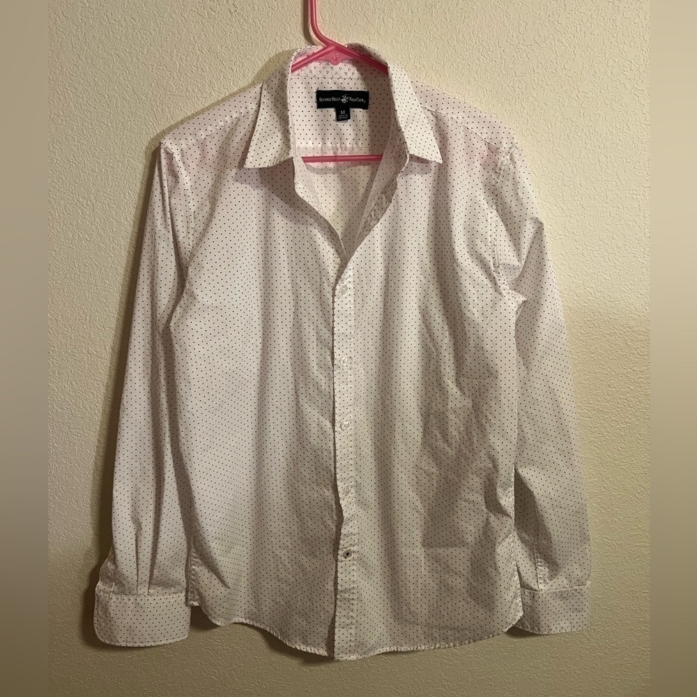 Beverly Hills Polo Club White Button Down Shirt Size Medium